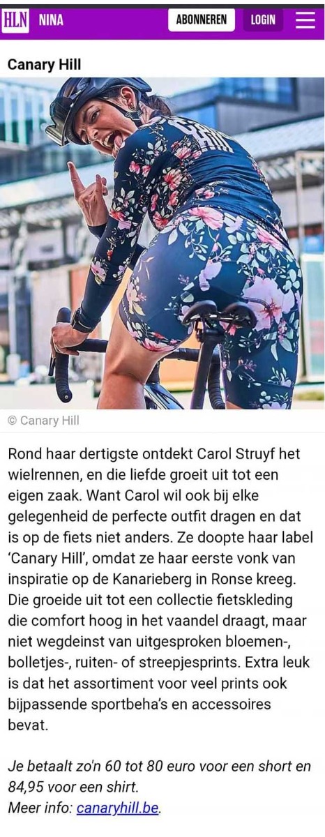Canary Hill in HLN: Hippe wielerkledij voor vrouwen 1
