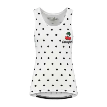Canary Hill Chérie women's sleeveless cycle top with timeless B/W polkdot