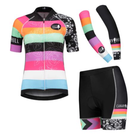 Canary Hill Rainbow Combo women's cycle jersey and shorts