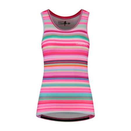 Canary Hill sleeveless tanktop with colourful fine stripes.