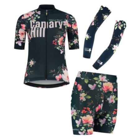 Canary Hill Bouquet Combo cycle jersey, armwarmers and cycle shorts
